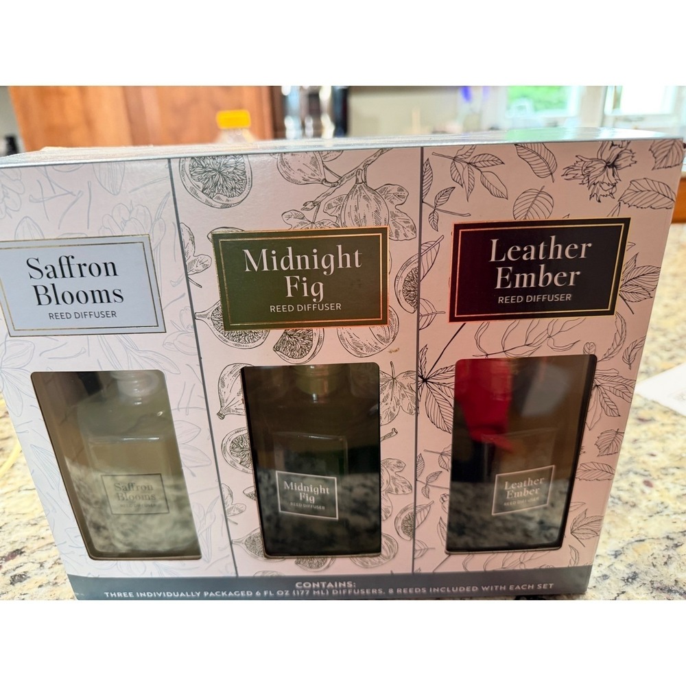 Bellevue Geo Reed Diffuser Gift Set  3-Pack Sealed New In Box